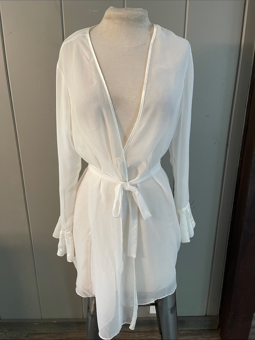 Flora Intimates Robe White Sheer Bridal Romantic Fairy Elegant Whimsical Sensual
